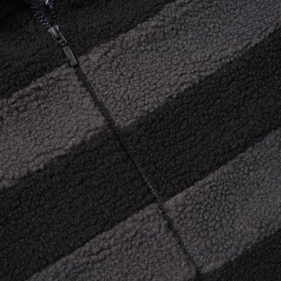 Striped Sherpa Fleece Zip-up Jacket - Picture 4 of 5